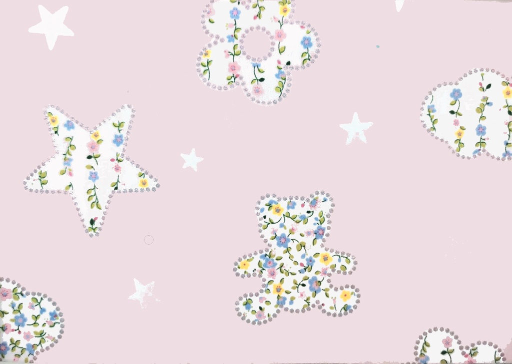 Algodón rosa estrellas glitter