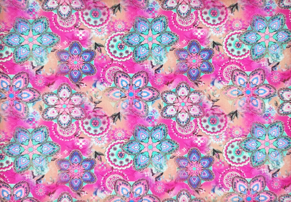Popelín mandalas fucsia