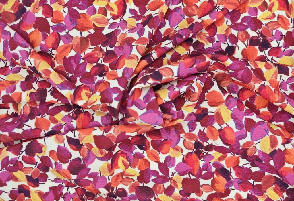 Crep hojitas fucsia naranja ocre