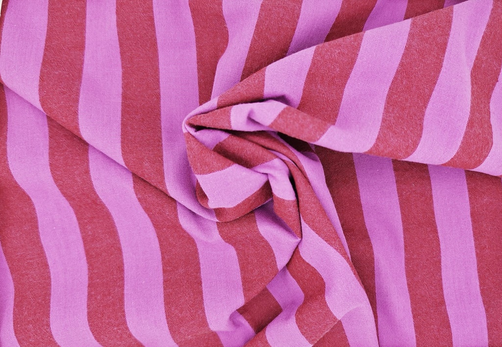 Algodón rayas bicolor rojo fucsia