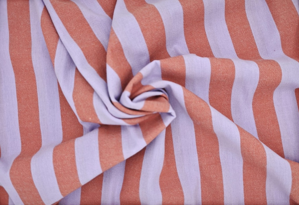 Algodón rayas bicolor rojo fucsia