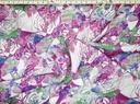 Satén flores verde morado fucsia