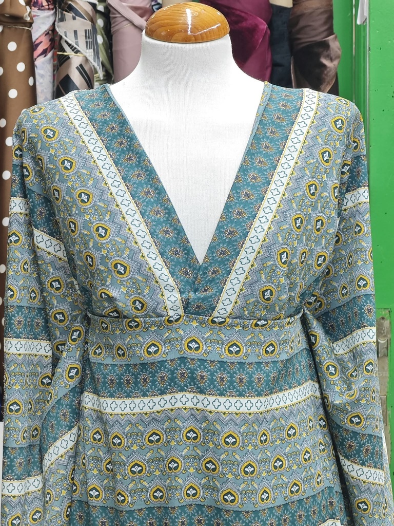 Georgette franjas verde ocre