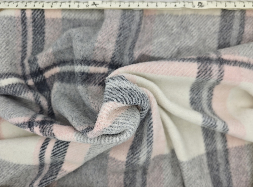 Muflón cuadros crudo gris rosa