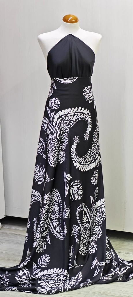 Satén pasley negro blanco