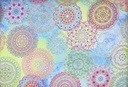 Satén mandalas verde aguamarina fucsia