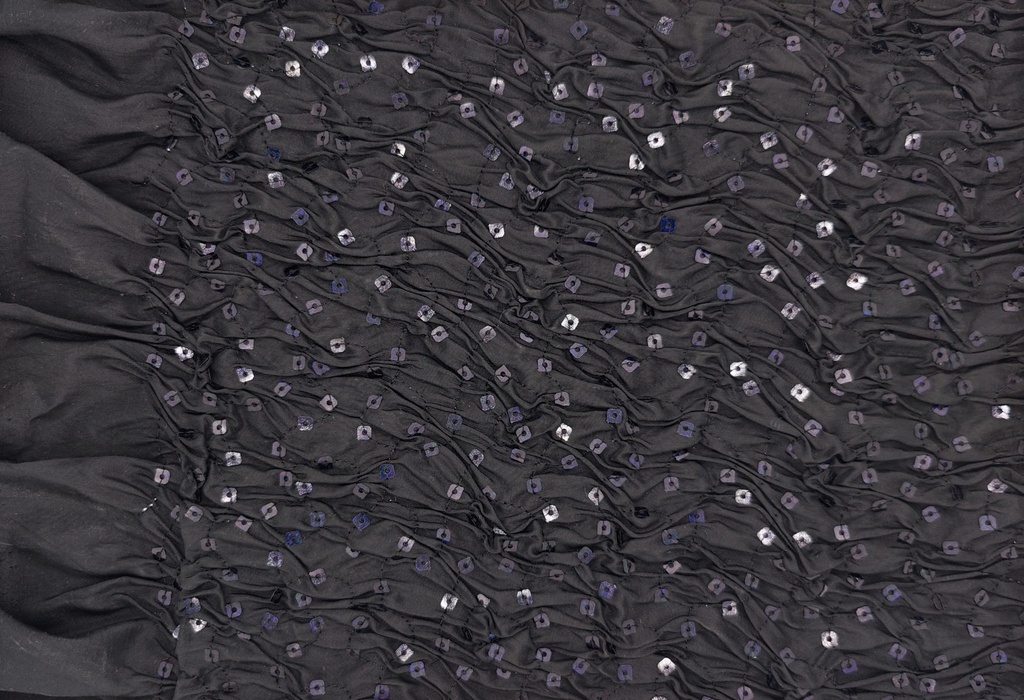 Tafeta drapeada lentejuela negra