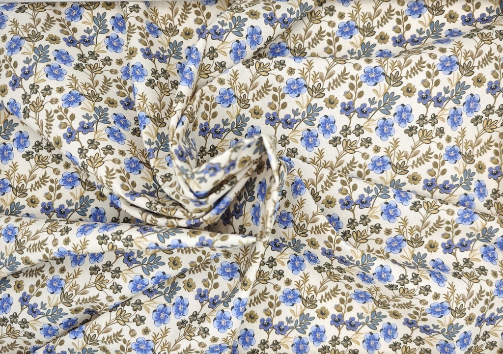Algodón flor azul beige