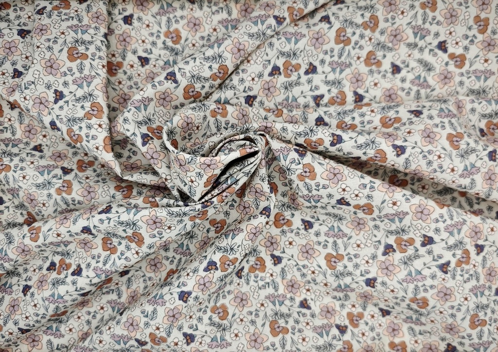 Algodón beige flor teja