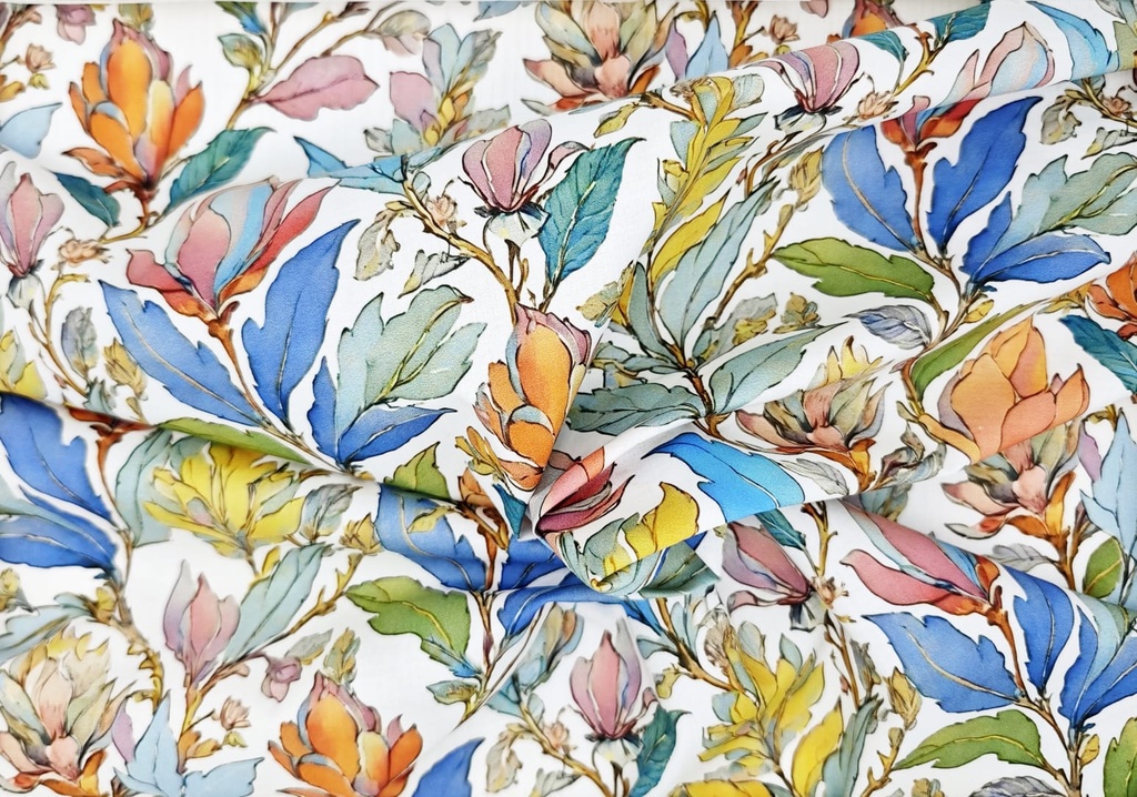 Popelín flor colores neutros