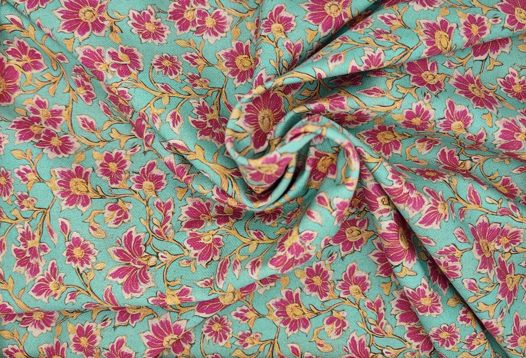 Half panama turquesa flor fucsia