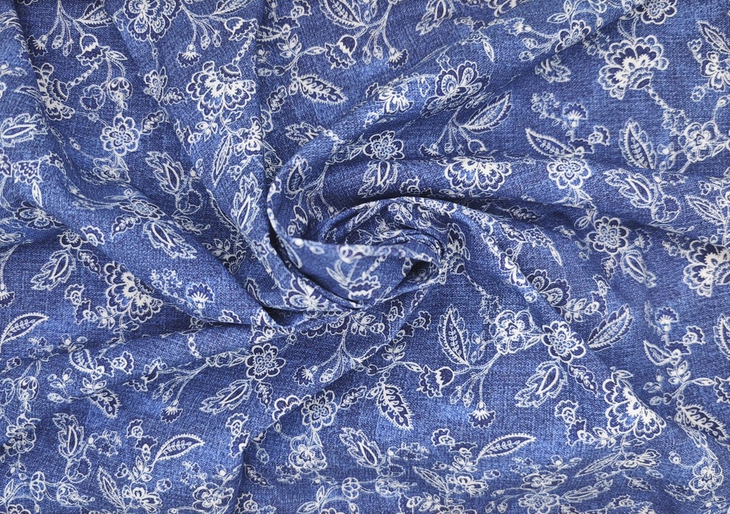 Popelin tejano flores blancas