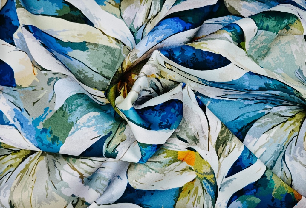 Satén florones azul verde