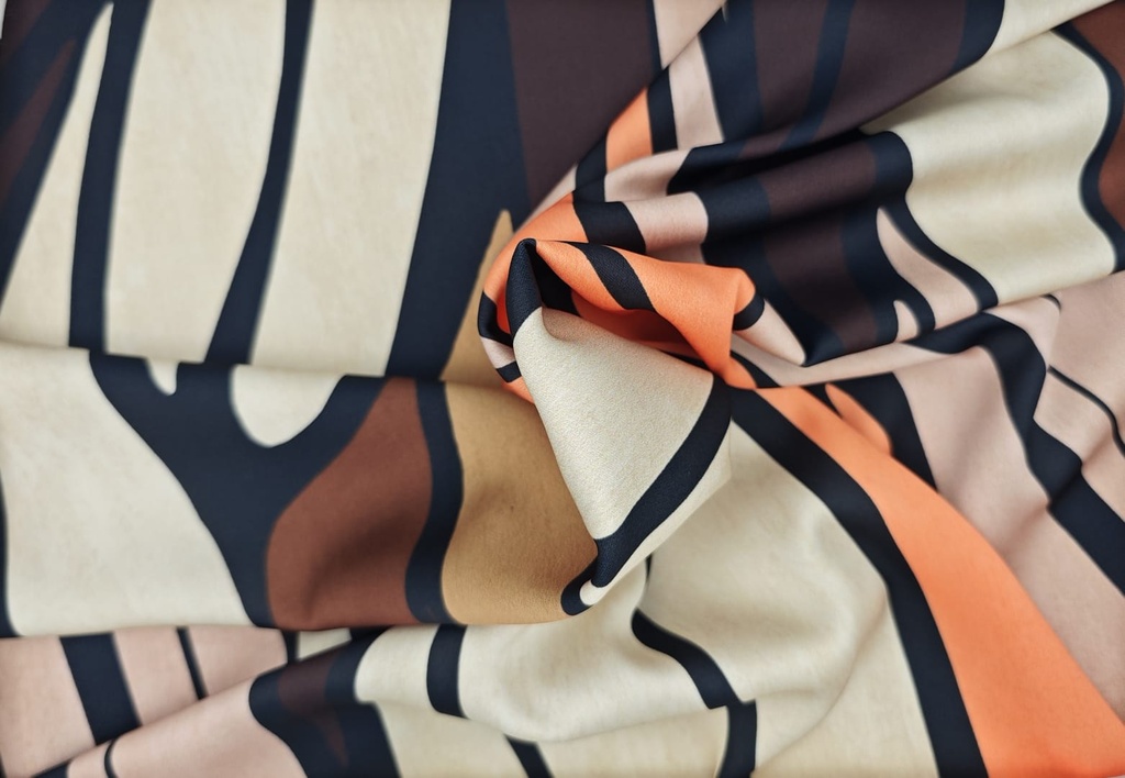 Satén franjas beige naranja