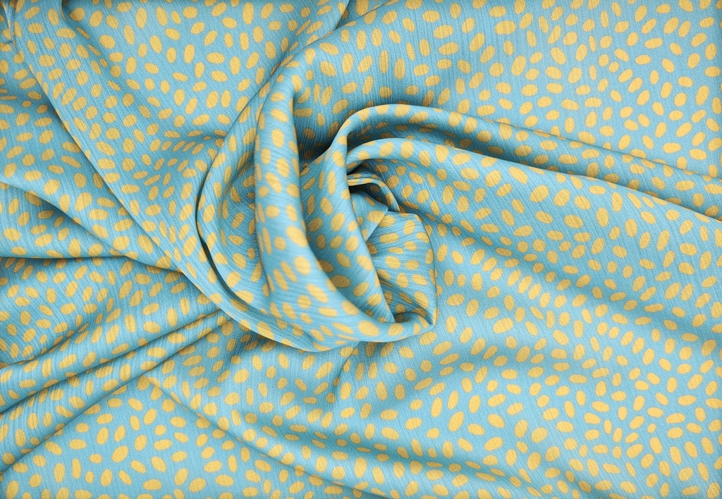 Satén lunares turquesa ocre