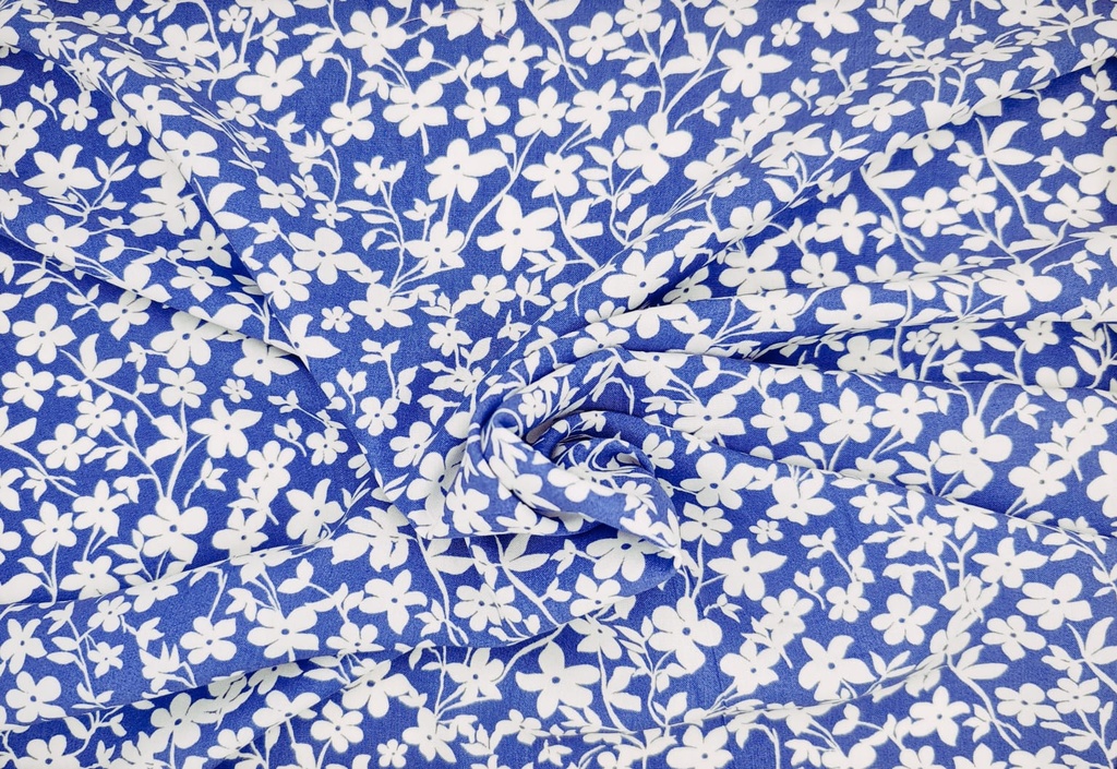 Viscosa flor azul blanco