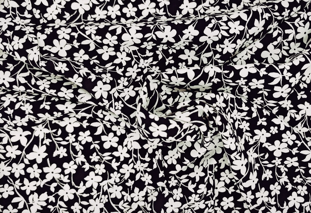Viscosa flor negro blanco