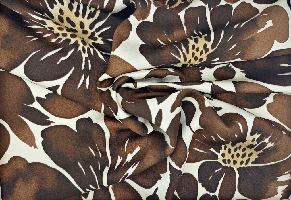 Viscosa satén flor marrón