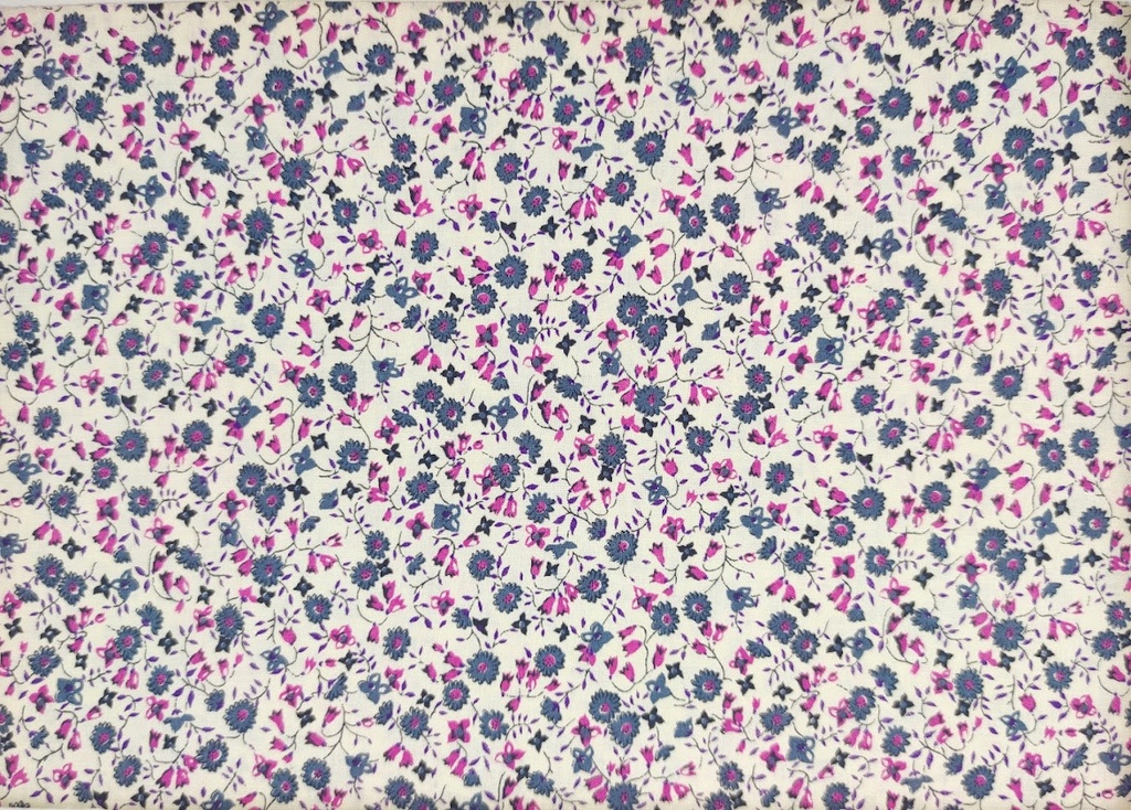 Popelín florecitas fucsia y gris "Aire de Euskadi"