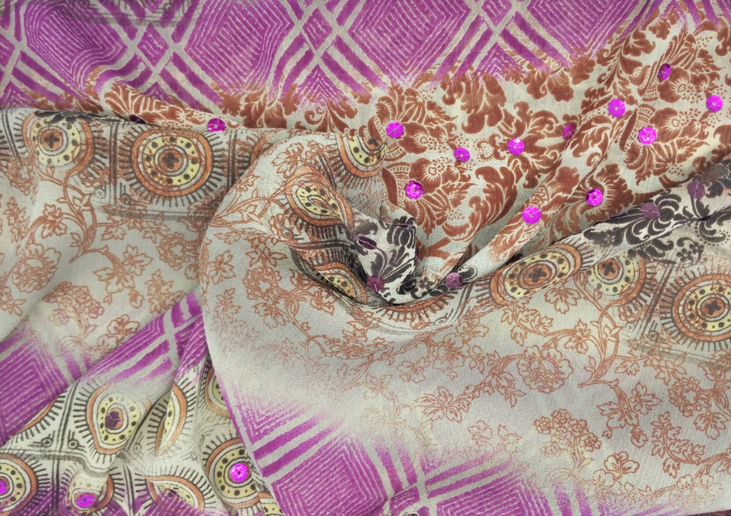 Georgette lentejuelas estampado