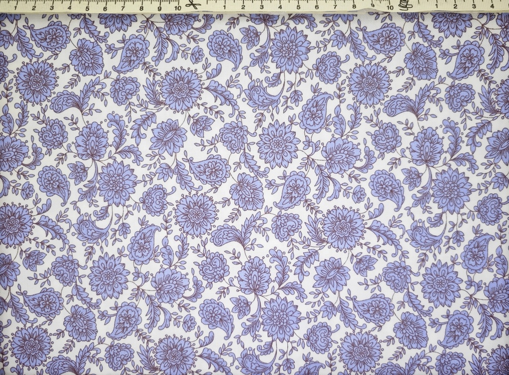 Viella blanca flores pasley azul﻿