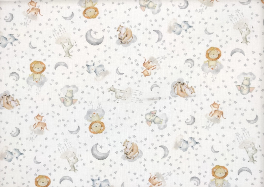 Popelin animalitos gris beige