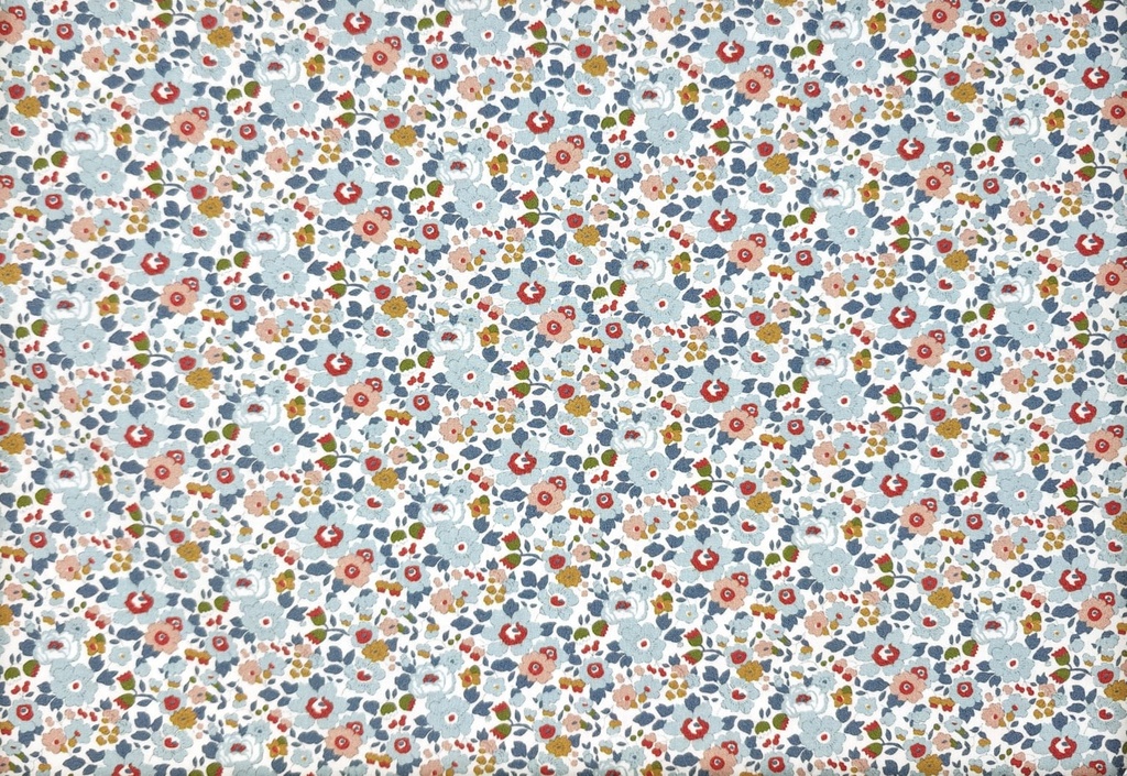 Algodón liberty flores celeste rojo