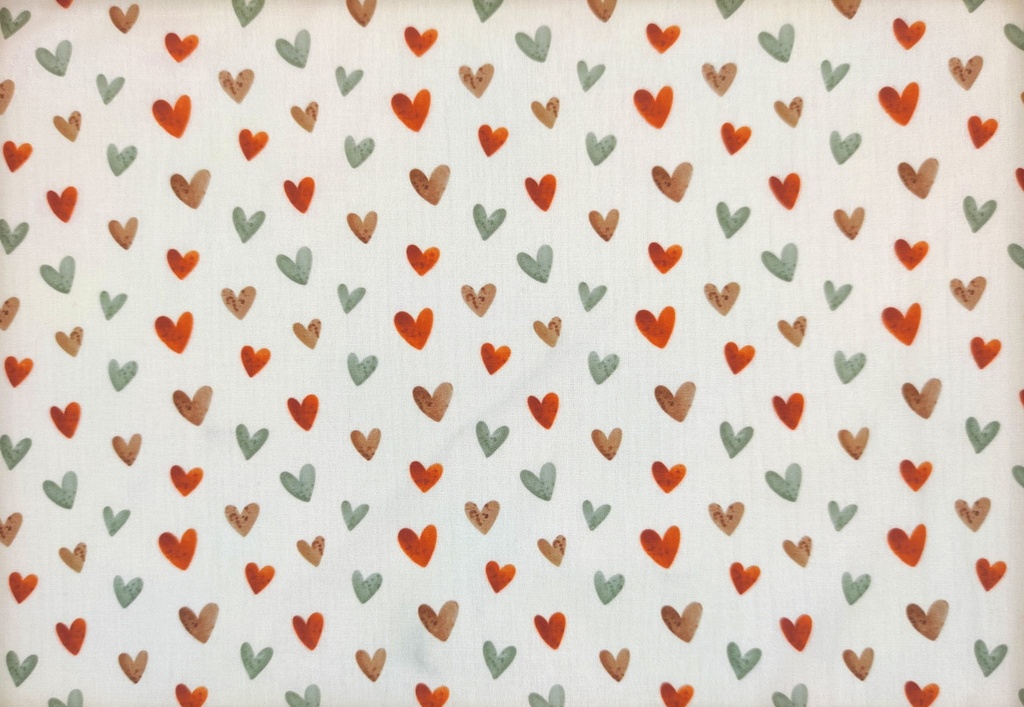 Popelín corazones rústicos