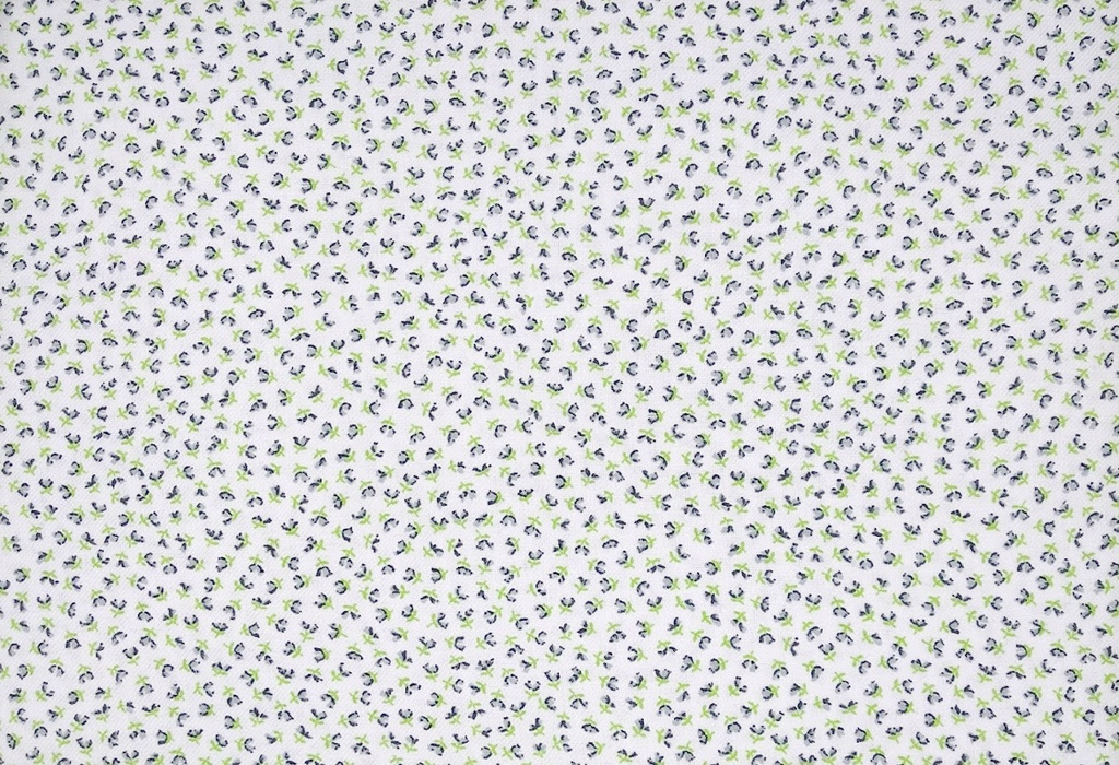 Viella blanca florecita pistacho gris