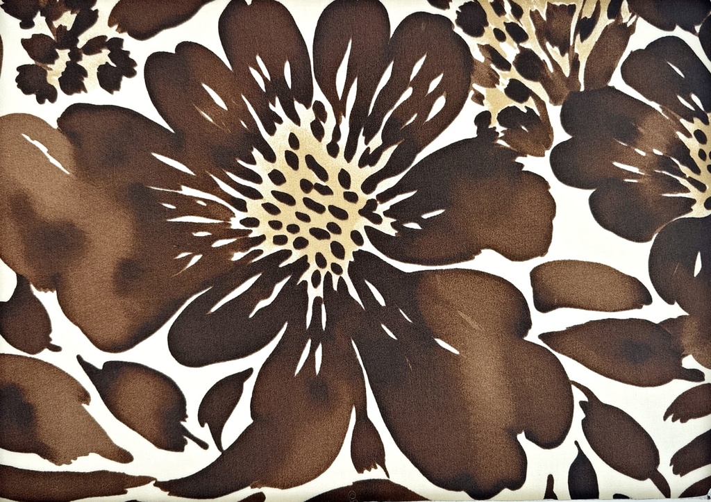 Viscosa satén flor marrón