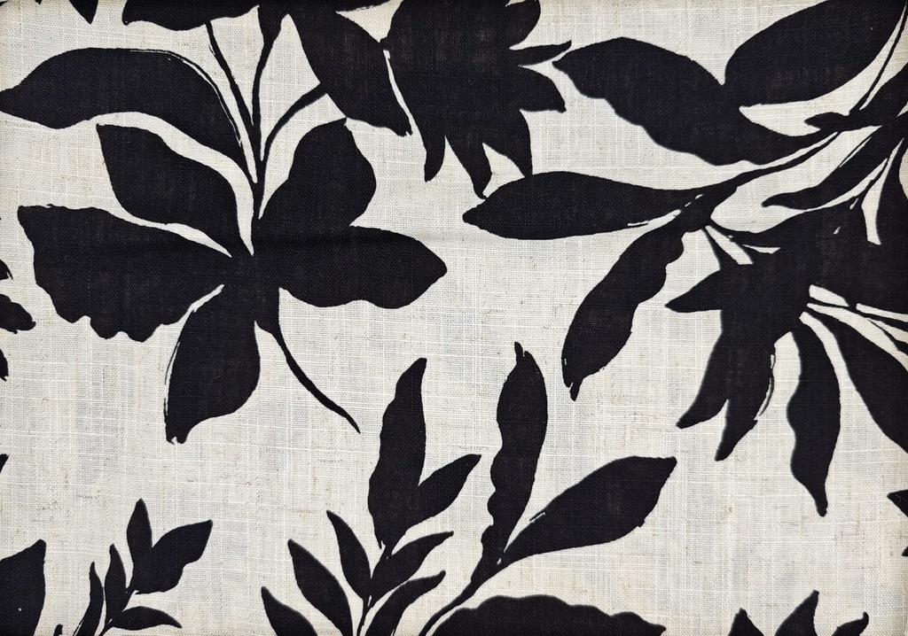 Viscosa lino flores blanco negro
