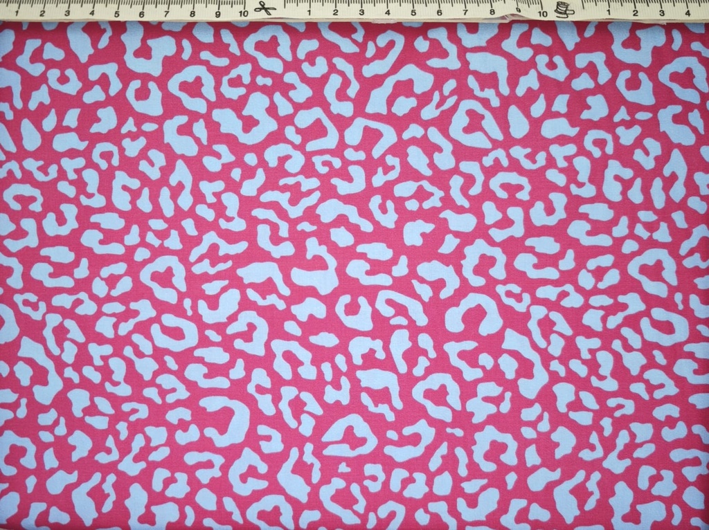 Algodón leopardo fucsia turquesa