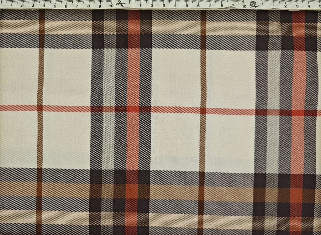 Tartán scot crema marrón teja