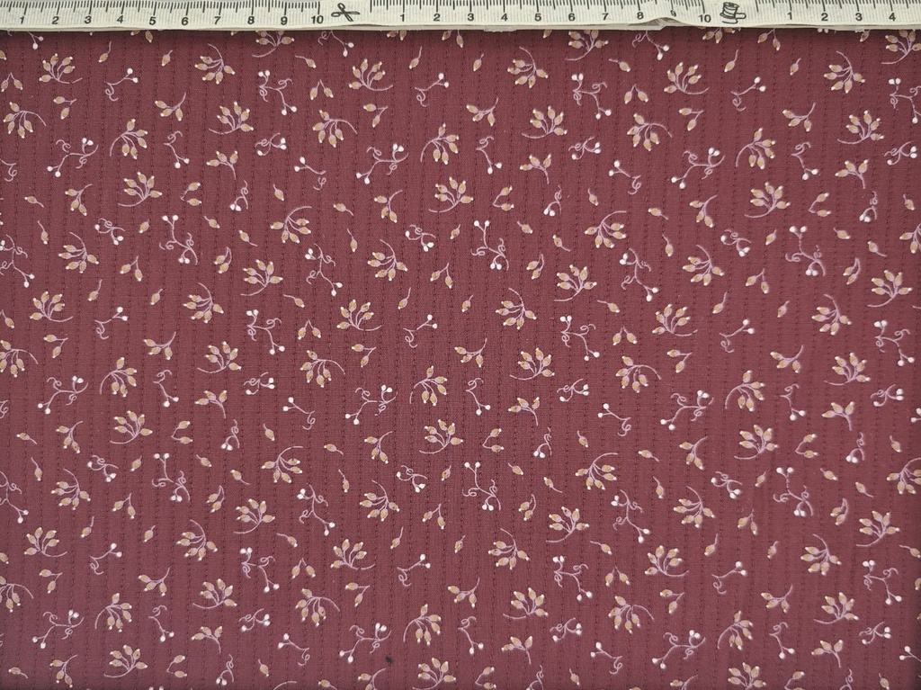 Algodón twin granate flores beige
