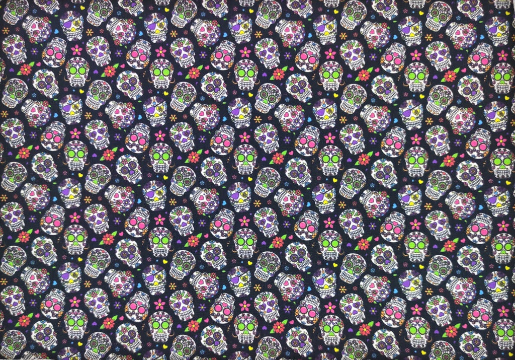 Popelín Catrinas negro multicolor