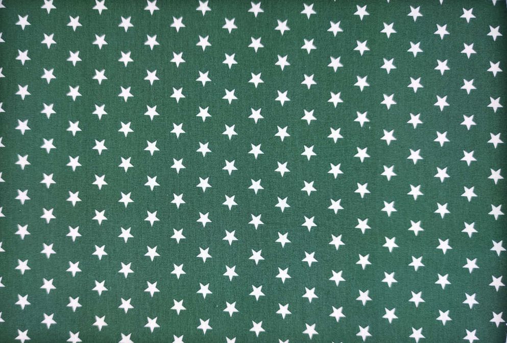 Popelín verde botella con estrellas.