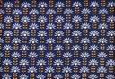 Pop. estp. flor azul marino azul celeste amarillo ocre