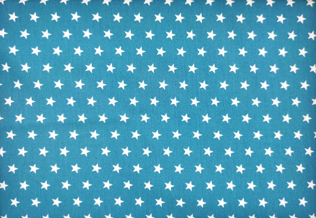 Algodón azul petróleo con estrellas