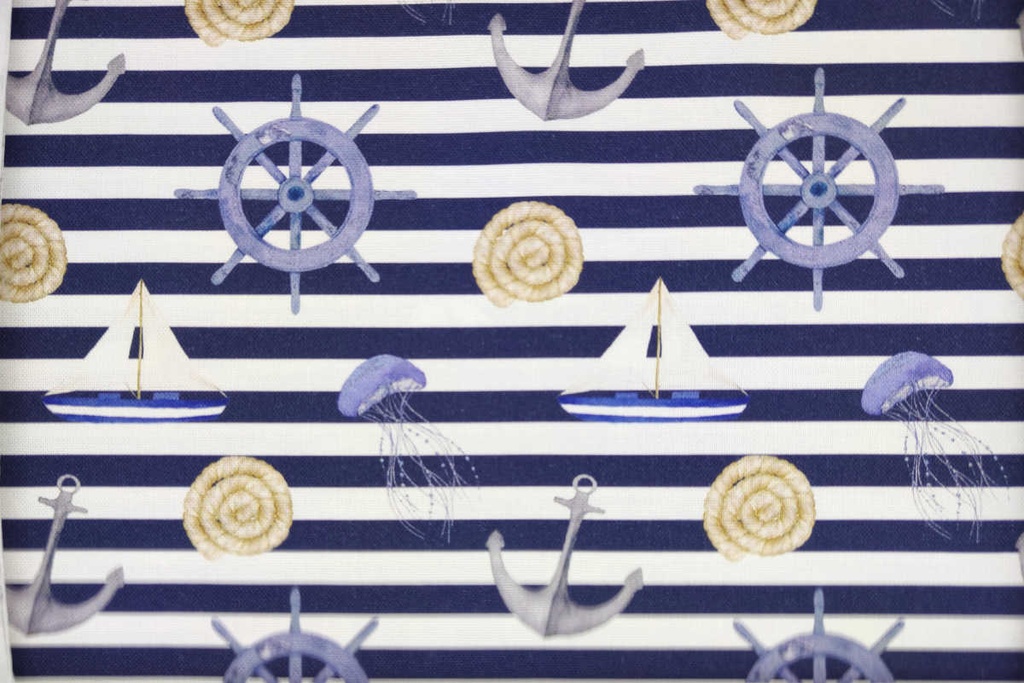 Algodón de rayas con motivos marineros