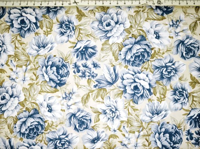 Viella  flor beige. azul ceniza