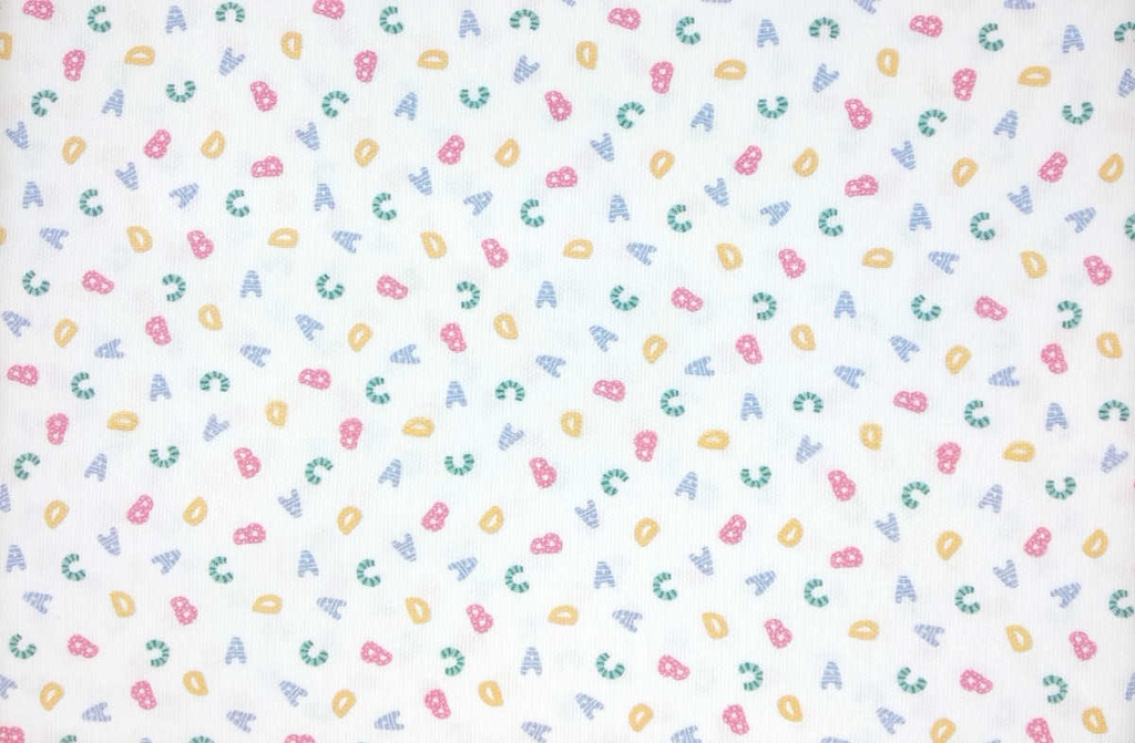 Piqué canutillo blanco letras multicolor
