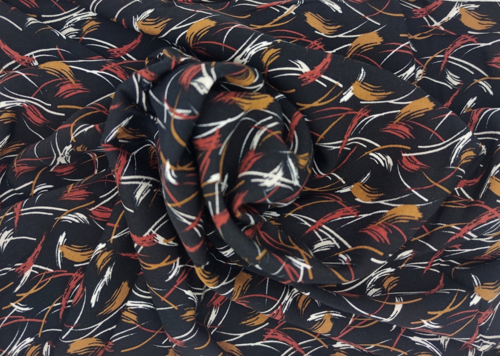 Viscosa negra  geométricos multicolor