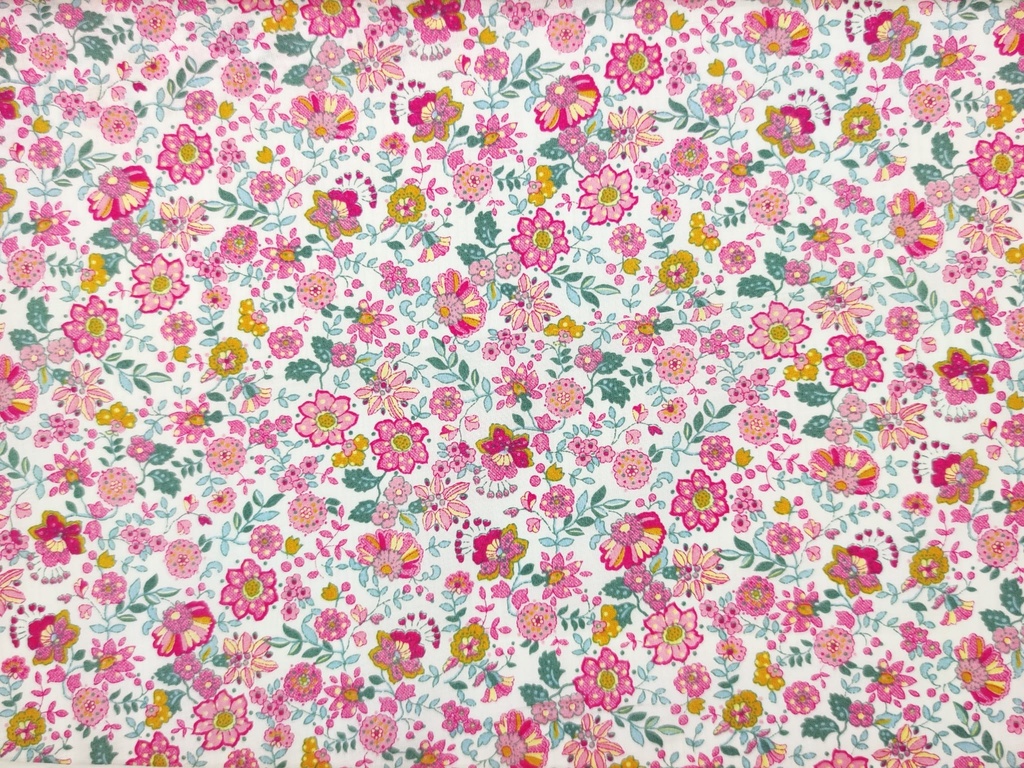 Voile flores coral y aguamarina