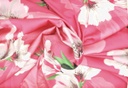 Satén estp. flores fucsia rosa coral beige