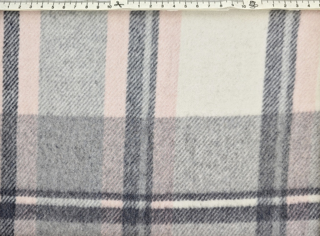 Muflón cuadros crudo gris rosa