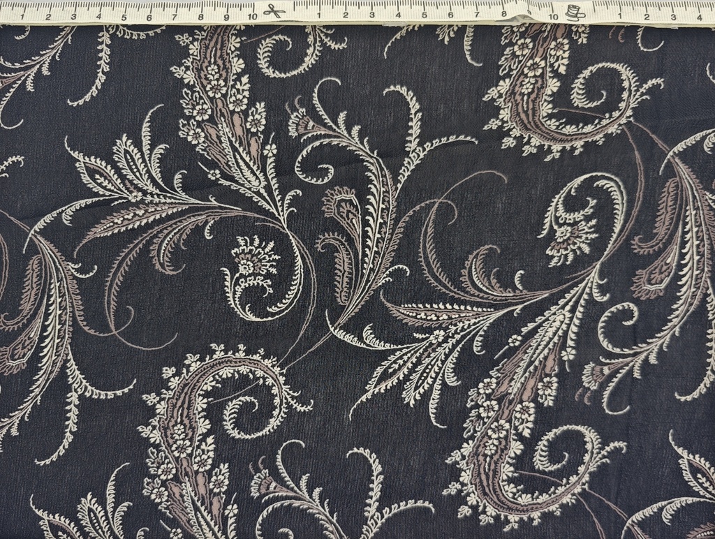 Georgette  flores negro beige