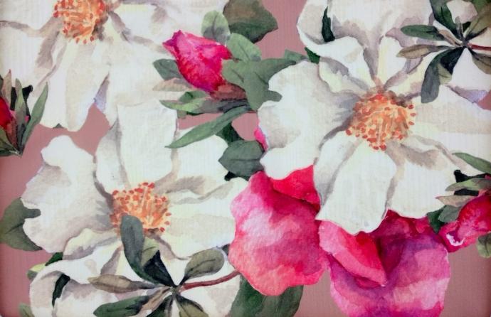 Georgette rosa palo flores