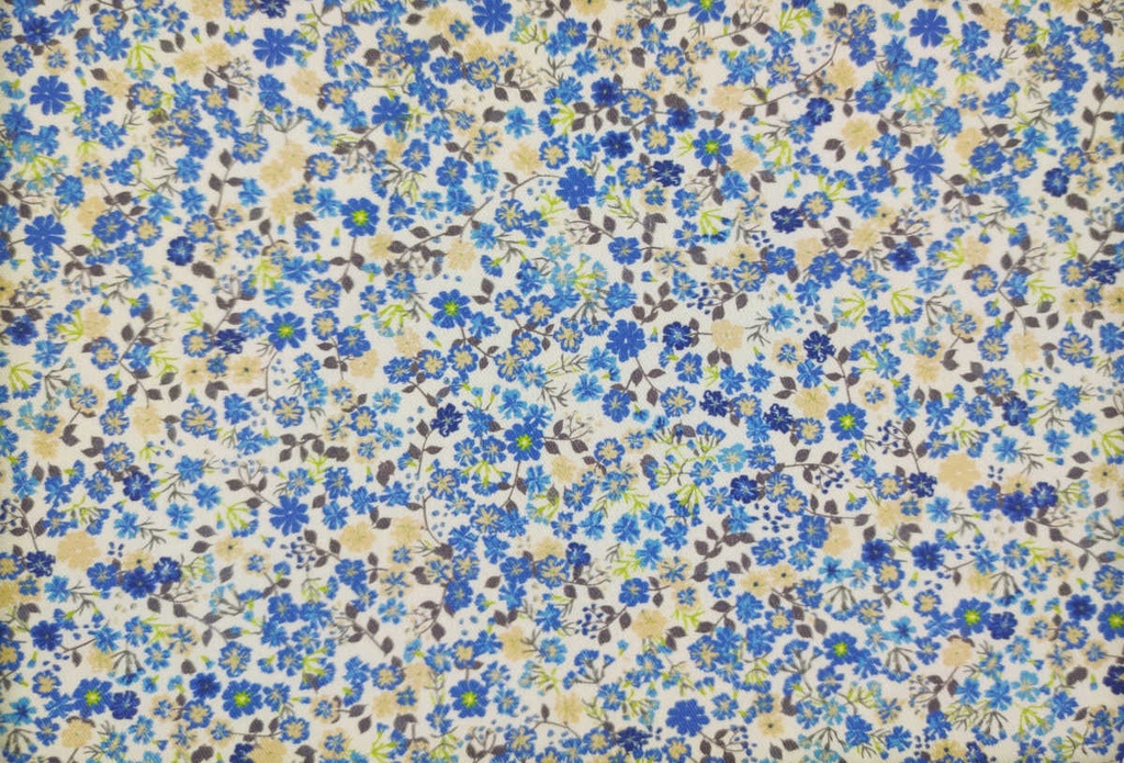 Viella crema flores ocres azul marrón