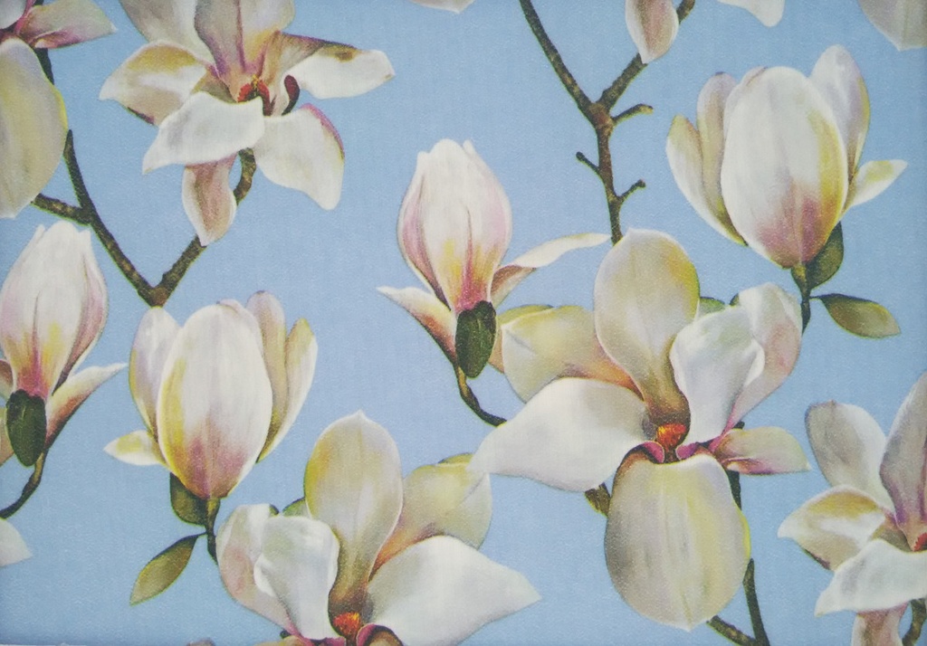 Georgette flores azul celeste verde