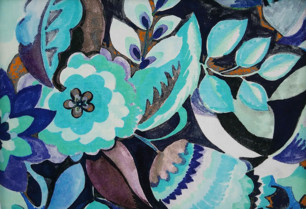 Punto viscosa lycra cenefa y flores